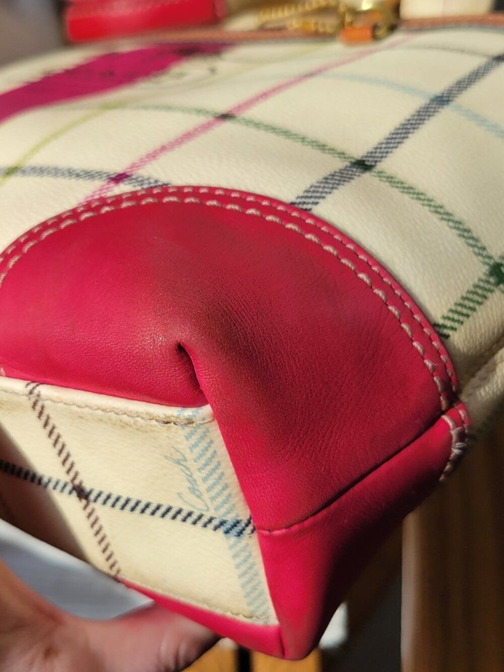 Coach Hampton Plaid Tote Pink Multicolor Tattersall- Authenticated - Picture 6 of 13